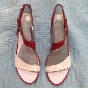 Aerosoles red and white heels